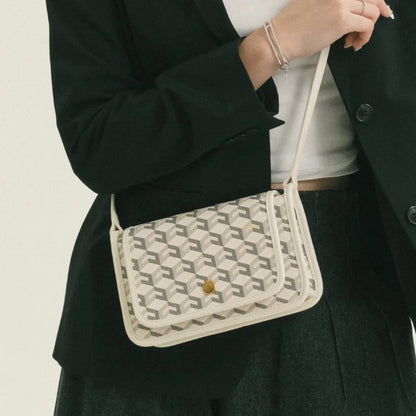 Luxury Monogram Messenger Bag Women Geometric Print 3D Cube Coated Canvas Crossbody Bag Classic Versatile Elegant Shoulder Bag