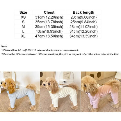 Warm Elastic Pet Jumpsuit Breathable Windproof Pet Four Legged Pants Soft Comfortable Dog Base Shirt Small Medium Dogs