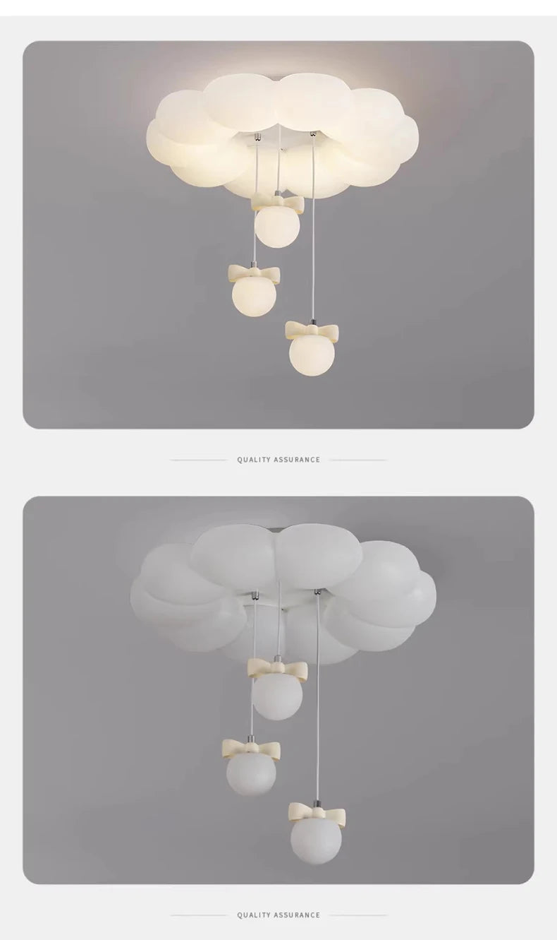 Children's Room Princess Room Cloud Ceiling Lights Pink Bow Bubble Ball Lamp LED Cream Style Romantic Girl Bedroom Ceiling Lamps