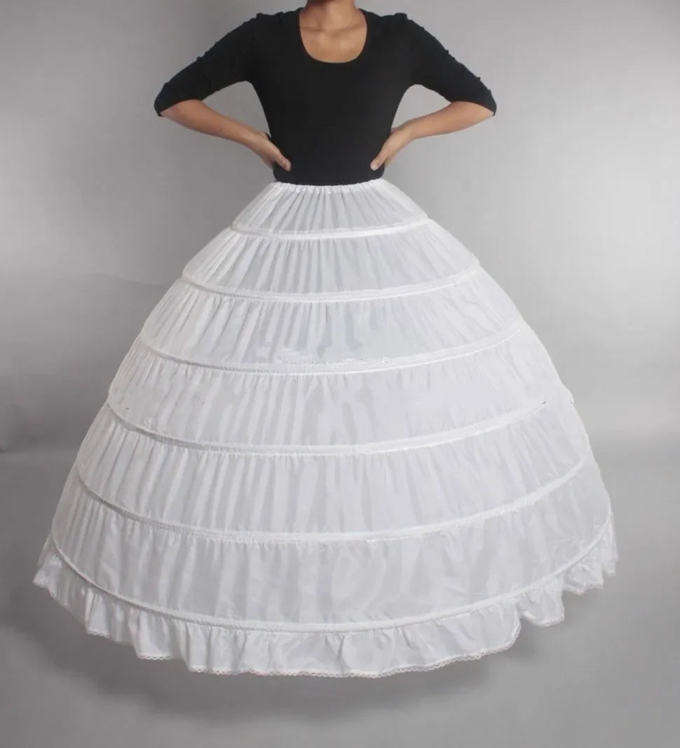 In Stock 6 Hoops Wedding Petticoat Crinoline Slip Bridal Underskirt Puffy High Quality Customized