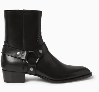 Brown Men Chelsea Boots Handmade High-quality Cow Suede Business Casual Square Toe Mid-heel Men Shoes Motorcycle Boots With Heel