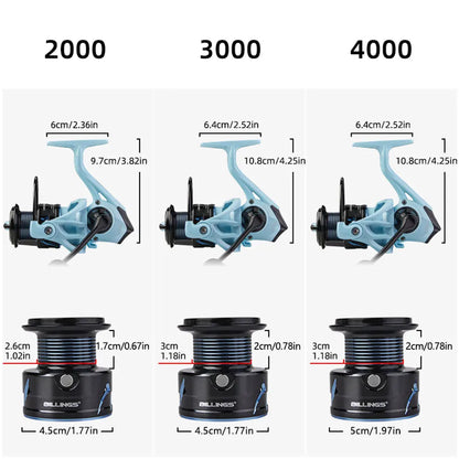 BILLINGS Spinning Reel 8KG Max Drag Professional Fishing Reels 5.2:1 Gear Ratio CNC Rocker Metal Spool 2000/3000/4000 Ideal for Freshwater Saltwater Bass Trout Fishing