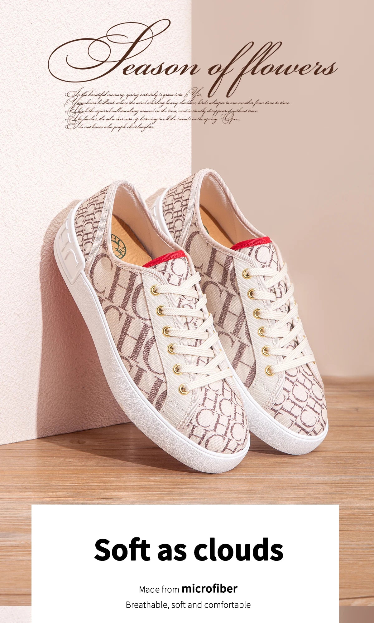 C-H Women's Casual Shoes  Autumn New Comfortable Canvas Shoes Skeleton Correction Woman Walking Shoes
