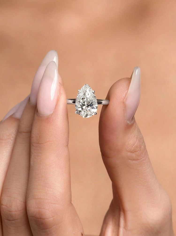 925 Sterling Silver 1-4 CT Zircon Sparkling Luxury Water Drop Shape Ring For Women Engagement Wedding High Quality Fine Jewelry