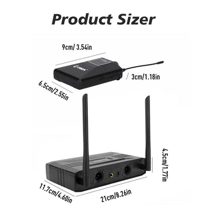 LMBGM R22 2Channel UHF Wireless Lavalier Microphone & Headset System, Professional Dual Frequency Wireless Receiver Set with 2 Bodypack Transmitters, Cardioid Condenser Lapel Mic for Stage Show, Church, Teaching, Speech, Publ