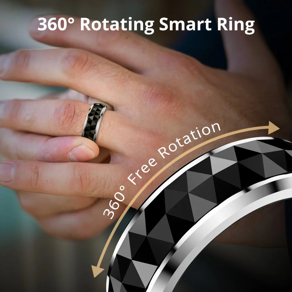 COLMI R11 Ceramic Smart Ring for Men, Fidget Spinner Anxiety Relieve Ring with Charging Case, Health Monitor, 5ATM Waterproof