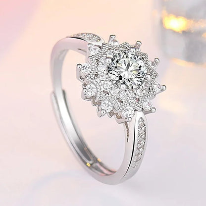 Original 925 Sterling Silver Ring High Quality Adjustable Opening AAA Zircon For Women Wedding Fine Fashion Jewelry Gift