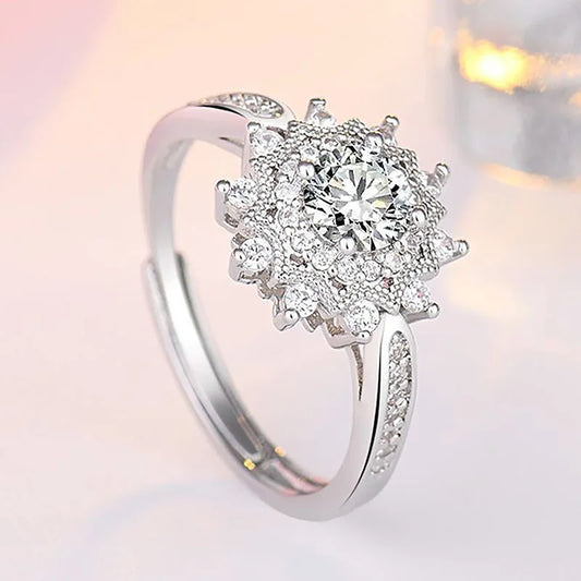 Original 925 Sterling Silver Ring High Quality Adjustable Opening AAA Zircon For Women Wedding Fine Fashion Jewelry Gift