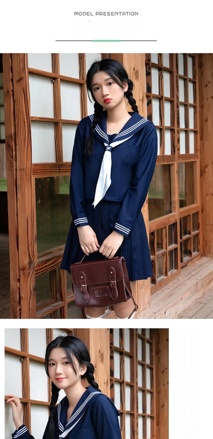Women's Versatile Pleated Skirt School Uniform-inspired Handbag Set Role-play Attire University-style Three-piece Ensemble