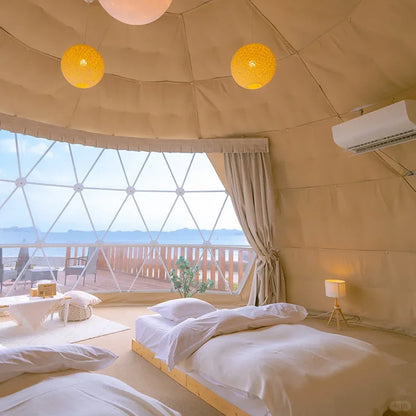 Luxury Outdoor Glamping Hotel Dome House, Hot Sale Panoramic Star Geodesic Round Tent for Summer Vacation Resort Use