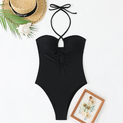 Solid Color Bathing Suit Bandeau Swimwear Woman 2026 One Piece Women's Swimsuit Female Bathwear Swimming for Beach Wear Monokini