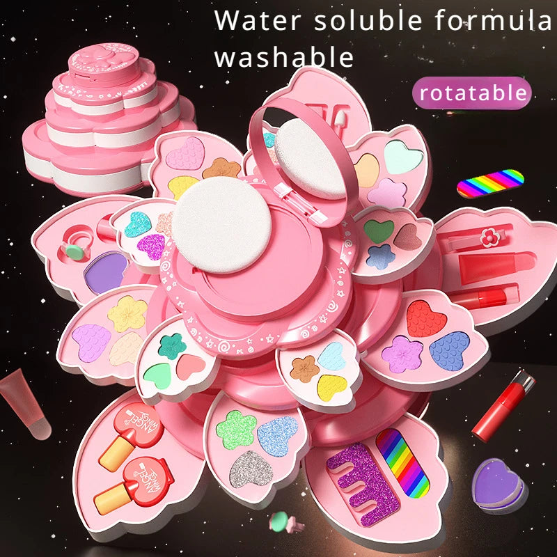 Makeup Box Rotating Opening Cosmetics Toys for Little Girls Princess Makeup Set To Enhance Creativity and Imagination