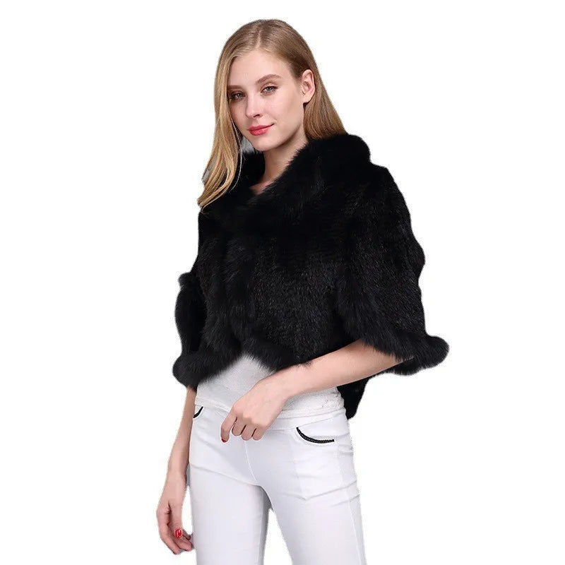 2026 New Real Natural Mink Fur Pashmina Women Fashion Knitted Mink Fur Scarf Lady Real Mink Fur And Fox Fur Collar Poncho Shawl