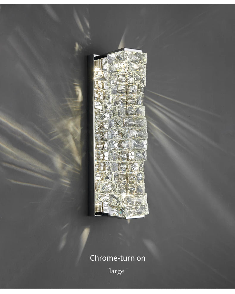 Luxury Crystal Wall Lamp Modern LED Sconce Chrome Gold Mirror Wall Light For Living Room Bedroom Aisle Indoor Decor Vanity Light