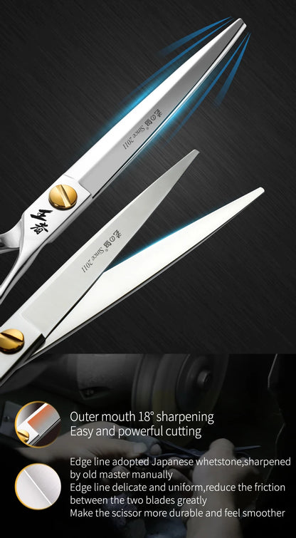 Fenice King Series VG10 Steel 7/7.5/8 Inch Professional Pet Dogs Grooming Scissors Straight Curved Thinnier Chunker Shears Tools