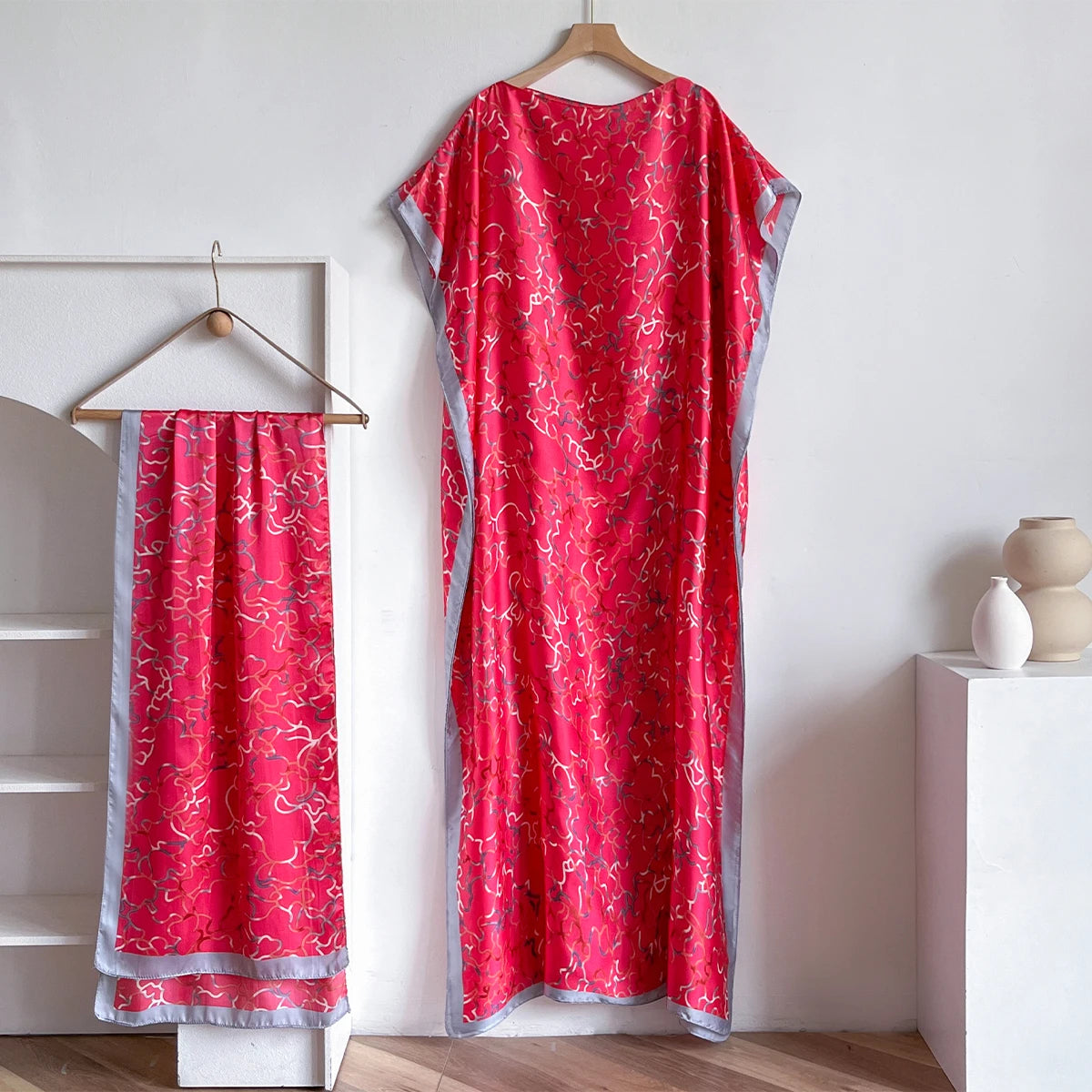 Summer Fashion Oversize African Dress Women's Satin Silk Sunscreen Muslim Robe Dubai Dashiki Abaya Beachwear Lady Clothing