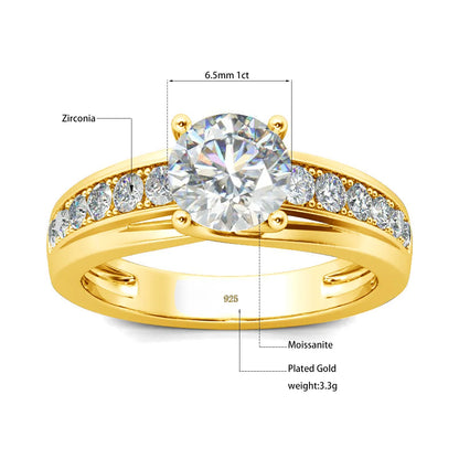 Luxury 1 Carat Moissanite Ring For Women Solid 925 Silver Rhodium Plated Luxury Wedding Jewelry With Certificate Gift Female Hot