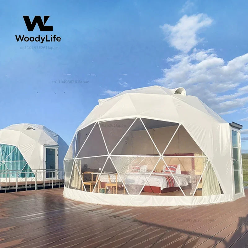 Geodesic Dome Manor Greenhouse Tent Leisure Resort Vacation Outdoor Glamping Round Tent Transparent Starry Sky Luxury Hotel Dome