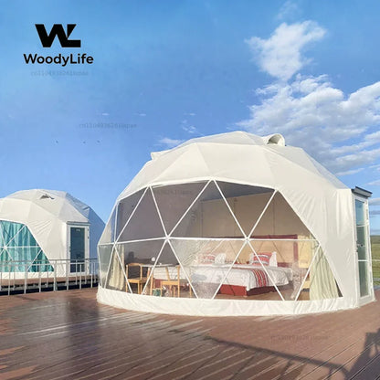 Geodesic Dome Manor Greenhouse Tent Leisure Resort Vacation Outdoor Glamping Round Tent Transparent Starry Sky Luxury Hotel Dome