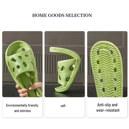Bathroom House Cheese Slippers Light Weight Water Leaky Beach Flip Flop Non-slip Pool Swimming Aqua Shoes