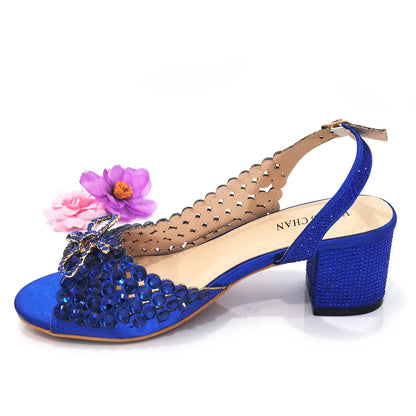 2024 New Italian Design Full Drill Elegant Wine Evening High Heels Wedding Party Shoes Matching Clutch Handbag