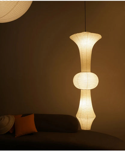 Nordic Wabi Sabi Wind Rice Paper Led Pendant Lights Living Room Bedroom Corner Chandelier Duplex Loft Home Decor Bedside Lamp