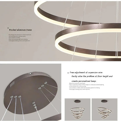 Mordern Minimalist Hign-end LED Pendant Lights Designer Circle Chandelier Home Rooms Decoration for Hall Living Lamping Fixtures