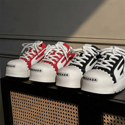 Women Men Sneakers Low-top Big-head Canvas Thick-soled Heightening Versatile Unisex Leisure Trendy Shoes Men Chunky Trainers