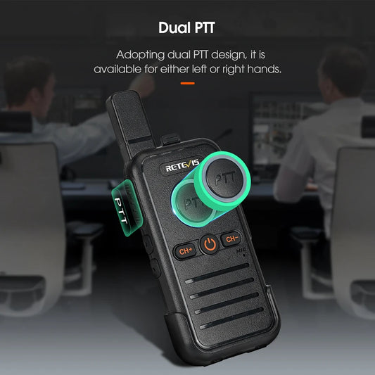 Retevis RB645 Walkie Talkie PMR446 Dual PTT Professional Portable Lincense-free Two Way Radio VOX USB-C for Hotel Restaurant