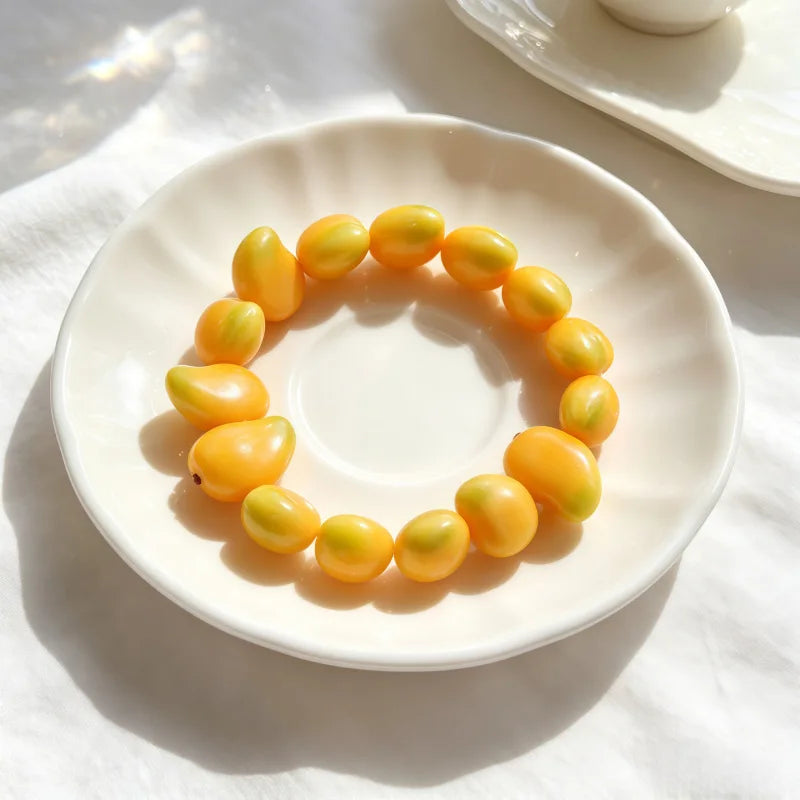 Dopamine 3D Fruit Beaded Necklace Bohemian Retro Pomegranate Strawberry Tomato Choker Exaggerated Bracelet Bikini Jewelry Gift
