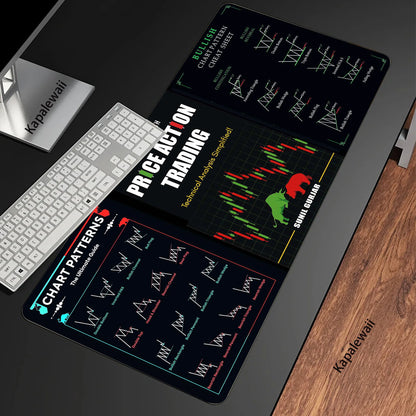 Stock Market XXL Mouse Pad 900x400 Chart Pattern Mousepads Keyboard Gaming Desk Mat Mice Computer Accessories Mouse Mat Carpet
