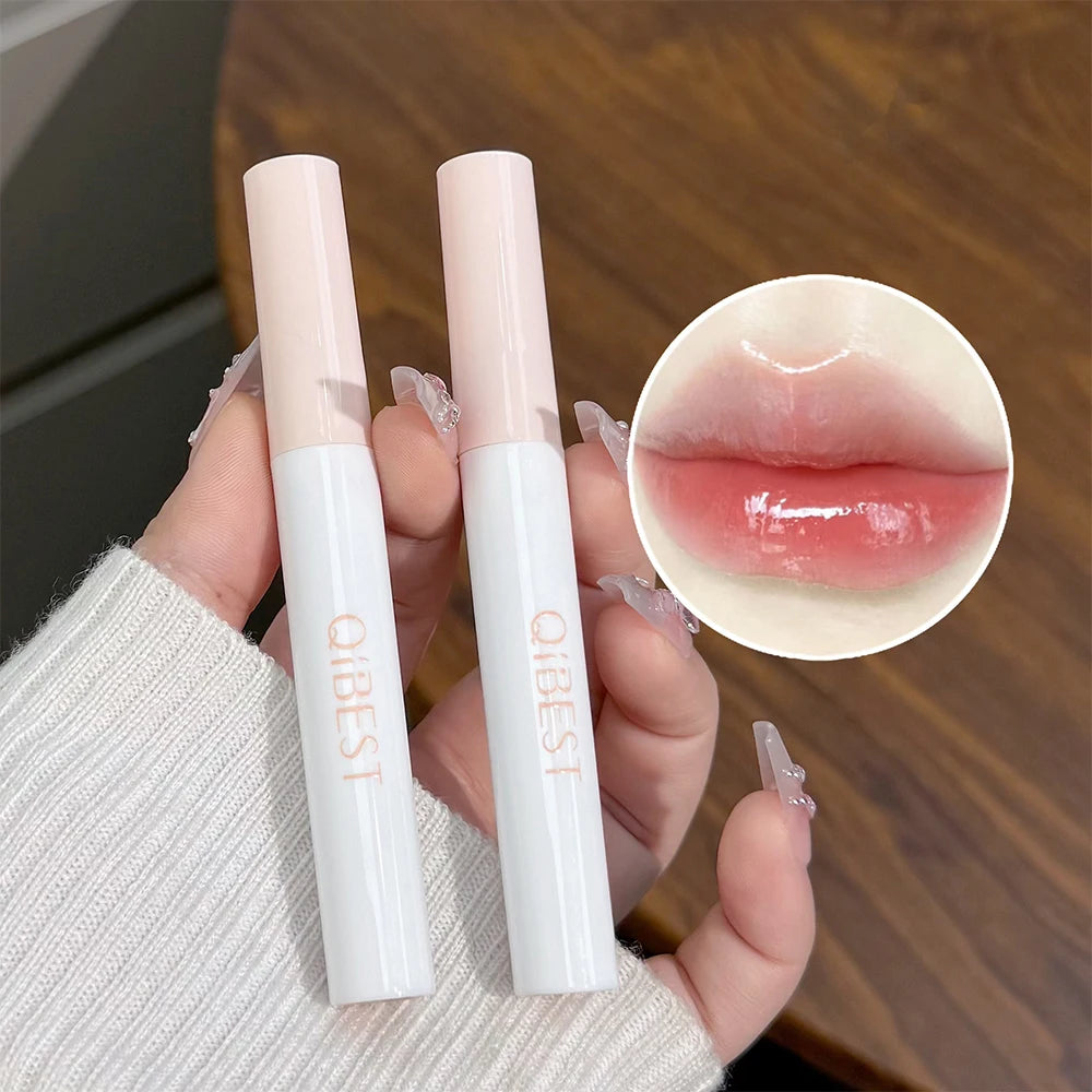 QIBEST 6Pcs/Box Matte Lipstick Sets And Mirror Watery Lip Glaze Lasting Lip Makeup Sets Moisturizing Lipgloss Necklace Gift