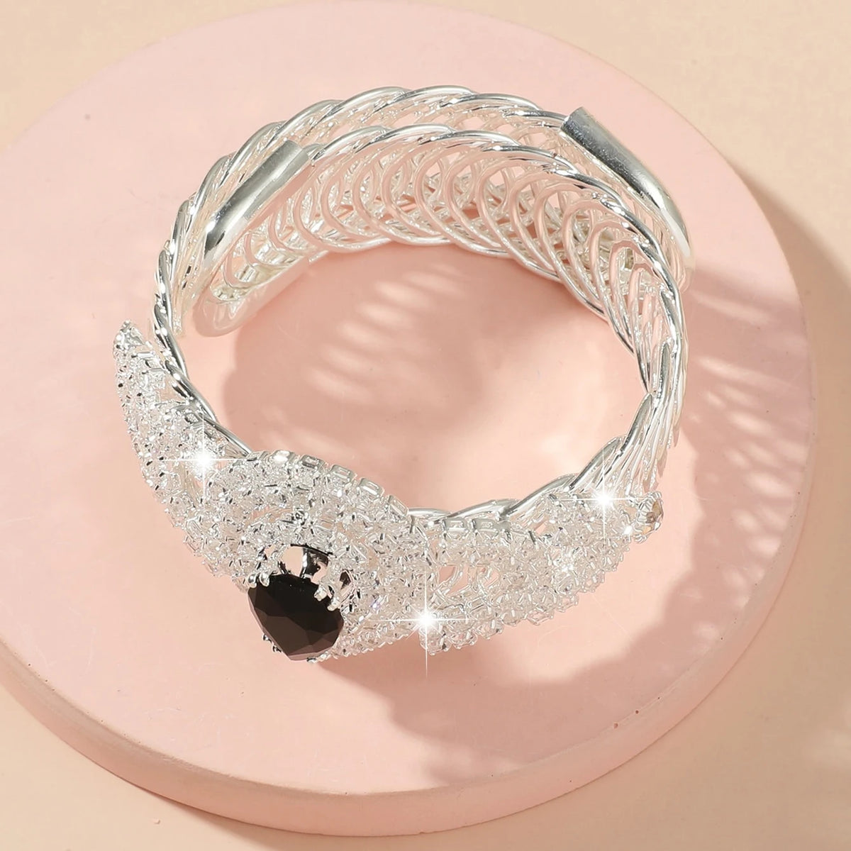 1pcs gorgeous metal full diamond spring open bracelet Eid al-Adha party gift wedding daily fashion decoration jewelry