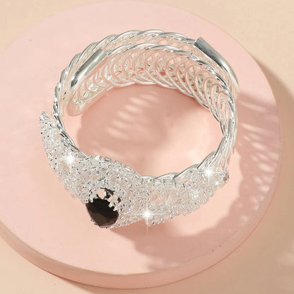 1pcs gorgeous metal full diamond spring open bracelet Eid al-Adha party gift wedding daily fashion decoration jewelry