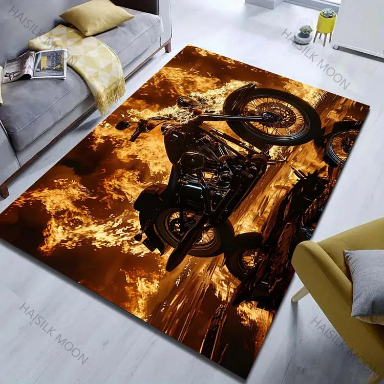 6 Style Motorcycle Enthusiasts Pattern Carpet for Living Room Bedroom Sofa Home Decor Non-slip Floor Mat Large Size