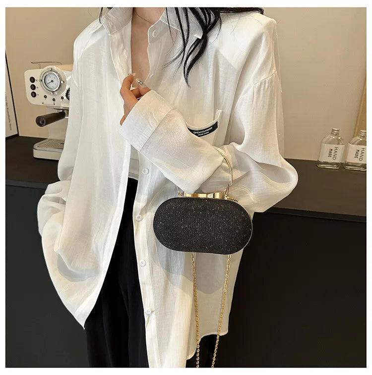 Luxury Sequined Hand-held Dinner Bag, Elegant Style Bag, High-end Chain Single-shoulder Crossbody Bag, Handbag for Wedding Party