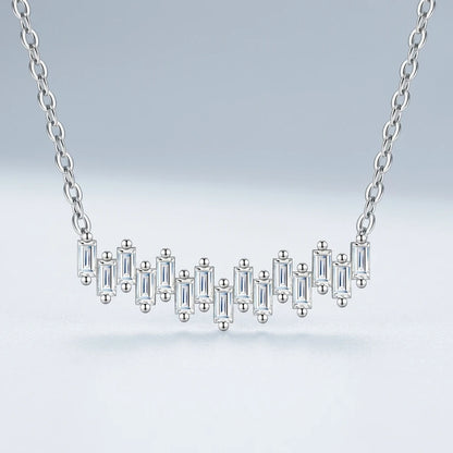 GRA Certified Moissanite Necklace 925 Sterling Silver, Baguette Cut V-Shape Clavicle Chain D Color VVS1 Fine Jewelry