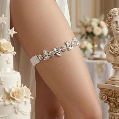 Rhinestone Bridal Accessories for Wedding Lace Flower Garter for Bride Jewelry Gift Elastic Leg Ring Gift for Suspenders Party
