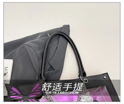 Sweet Y2k Lolita Butterfly Chain Shoulder Bags Trendy Gothic Harajuku Ita Bag Japanese Chic Women Transparent Handbags Crossbody