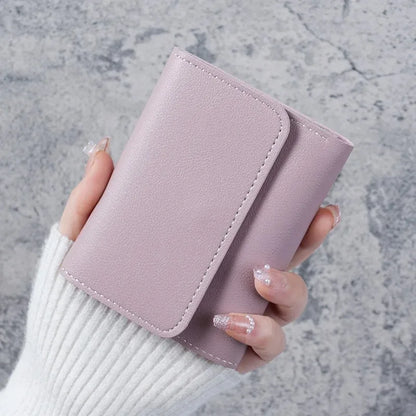 Trendy Short Women's Wallet Ultra Thin Triple Fold Smooth Surface Multi-Functional Card Bag Student Ticket Clip