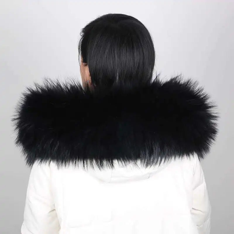 2025 Winter Raccoon Fur Collar Women Men Luxury Natural Fur Hood Trim Decors For Coat Jacket  Genuine Real Fur Shawls Scarves