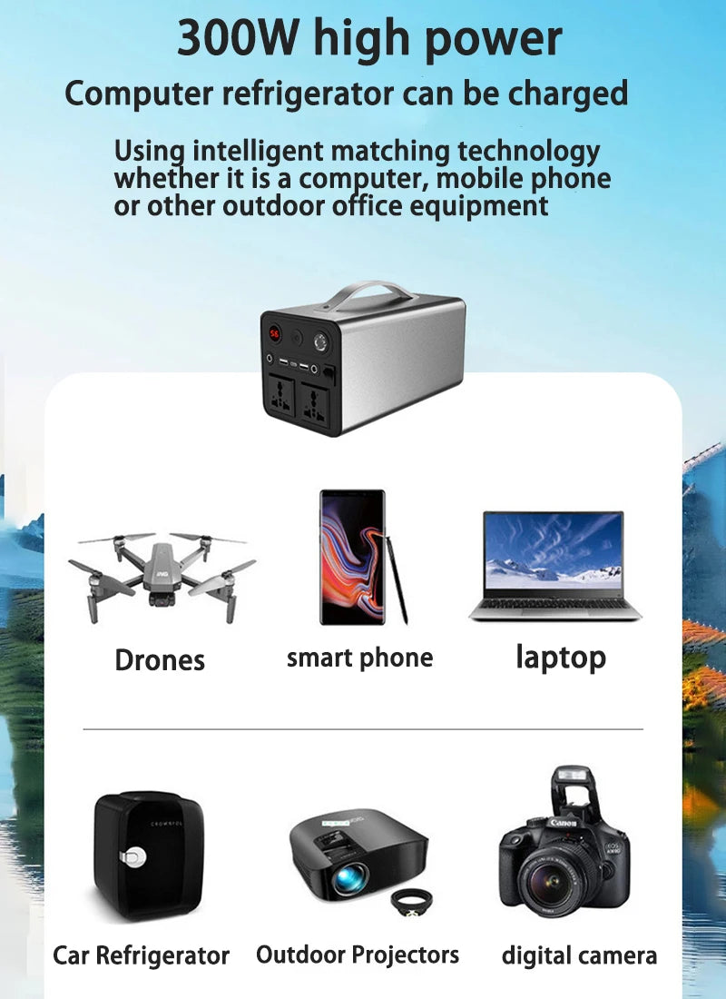 150W/300W Portable Power Station Solar Generator 42Ah-90Ah Power Station Emergency Power Bank for Home Camping
