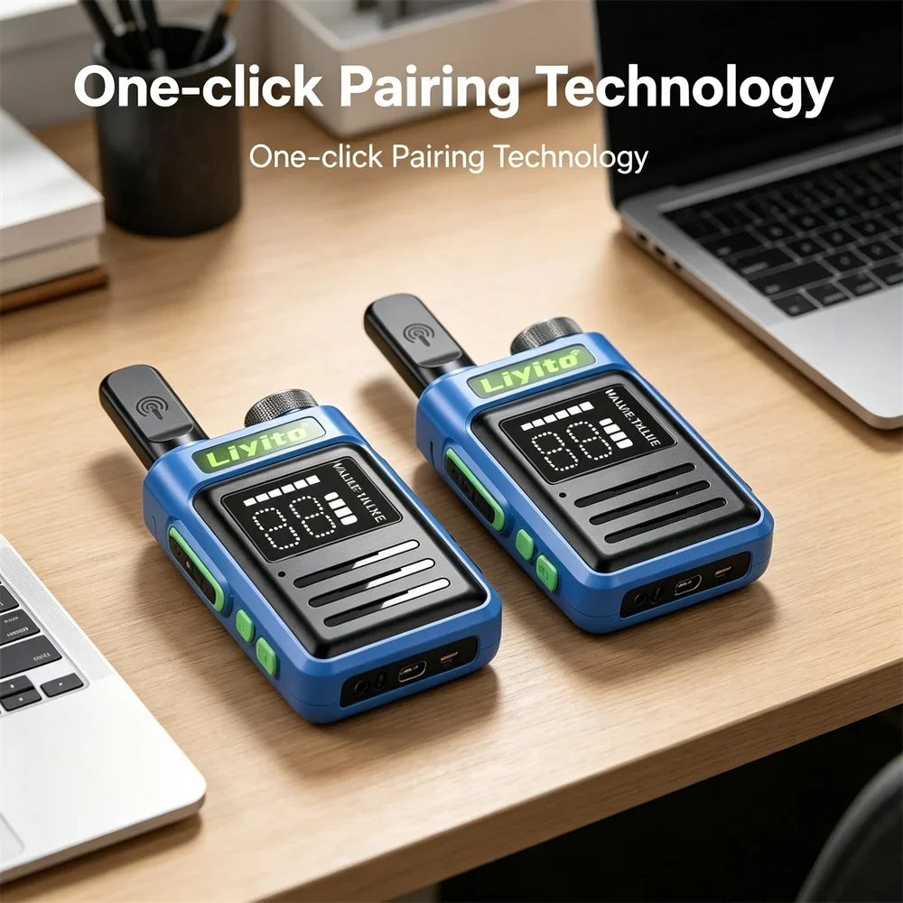 Mini Walkie Talkie 2 Pack Rechargeable Long Range Two Way Radio Type-C Charging 16 Channels Clear Audio for Business Outdoor