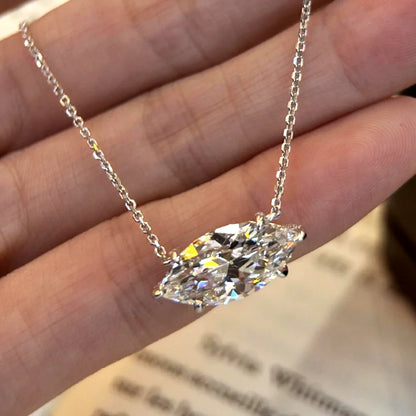 COSYA 2/6CT Marquise Cut Moissanite Necklace for Women S925 Silver Solitaire East West Lab Diamond Wedding Fine Jewelry Gift