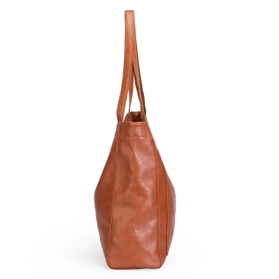High Quality Oil Skin Leather Bucket Hand Bags for Women Female Shoulder Top-Handle Bag Luxury Handbas Women Large Commute Bags