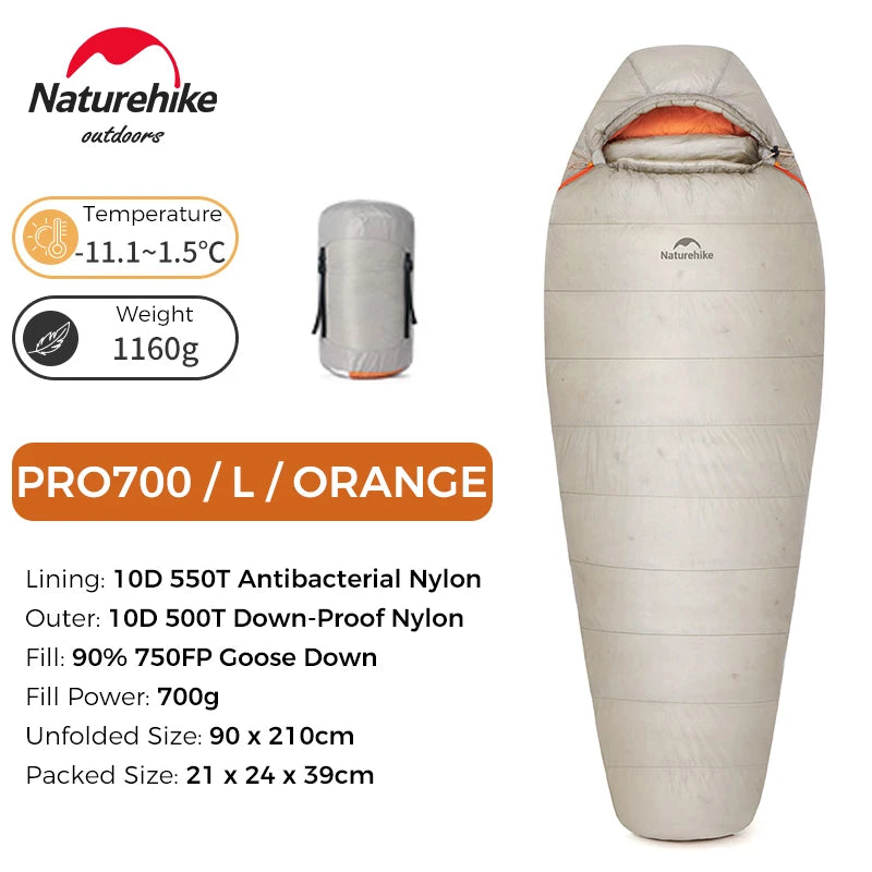 Naturehike Snowbird Pro Goose Down Sleeping Bag Winter Sleeping Bag Ultralight Hiking Camping Goose Sleeping Bag Thickened Cold