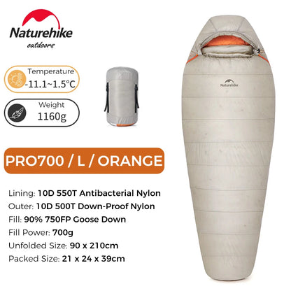 Naturehike Snowbird Pro Goose Down Sleeping Bag Winter Sleeping Bag Ultralight Hiking Camping Goose Sleeping Bag Thickened Cold