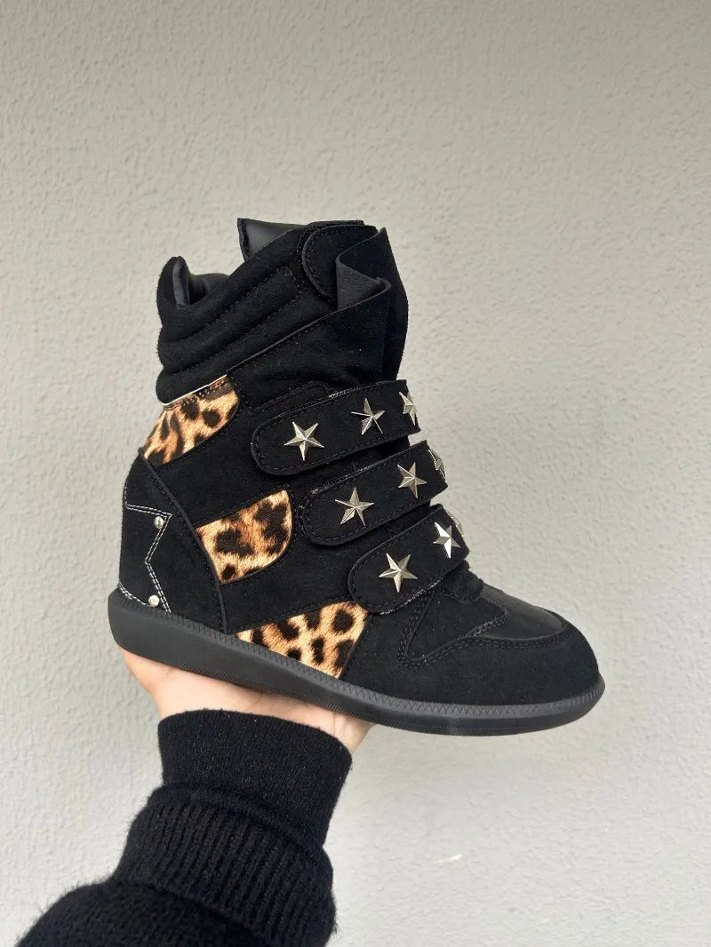 New Women Shoes Luxury Genuine Leather Ankle Boots for Woman Fashion Leopard Print Sports Casual Shoe Designer Shoes Botas Mujer