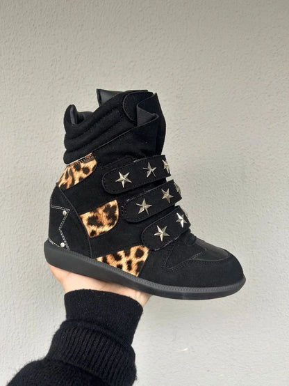 New Women Shoes Luxury Genuine Leather Ankle Boots for Woman Fashion Leopard Print Sports Casual Shoe Designer Shoes Botas Mujer