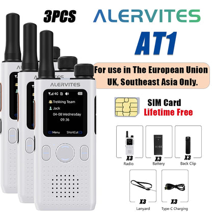 1/2/3PCS ALERVITES PoC AT1 Global Walkie Talkie Baofeng Radio 4G LTE Unlimited Distance US/EU Version OLA APP USB-C Ultra-light